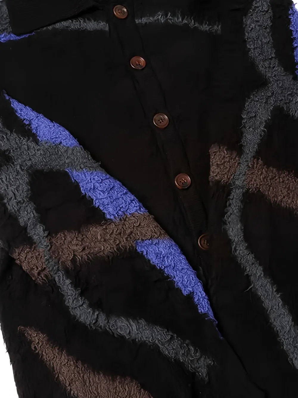  Khoki Buttoned Patterned Cardigan - Black 