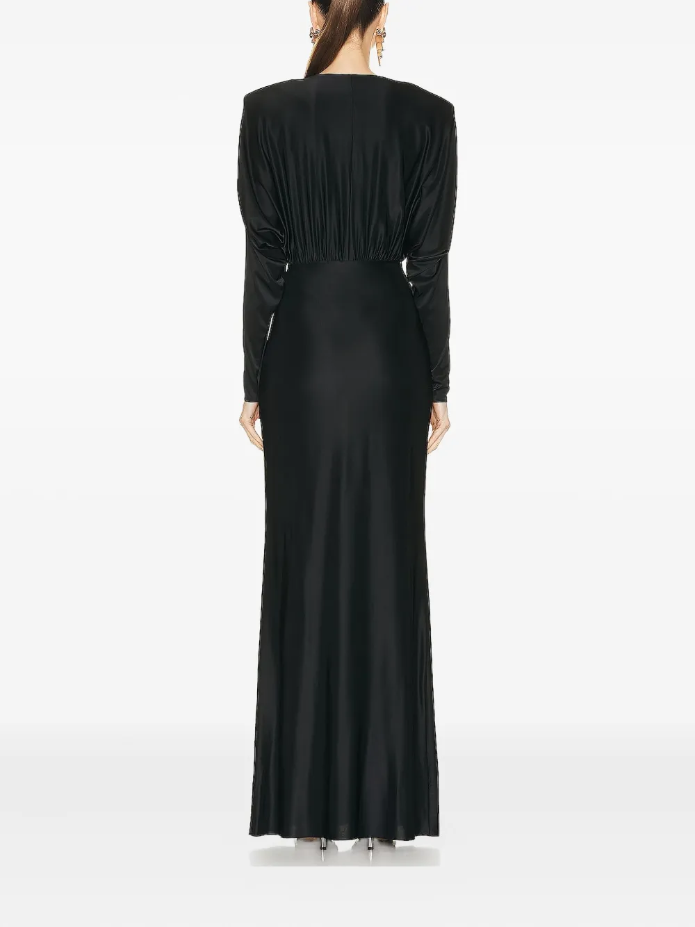 Alexandre Vauthier Plunging Long-sleeves Maxi Dress In Black