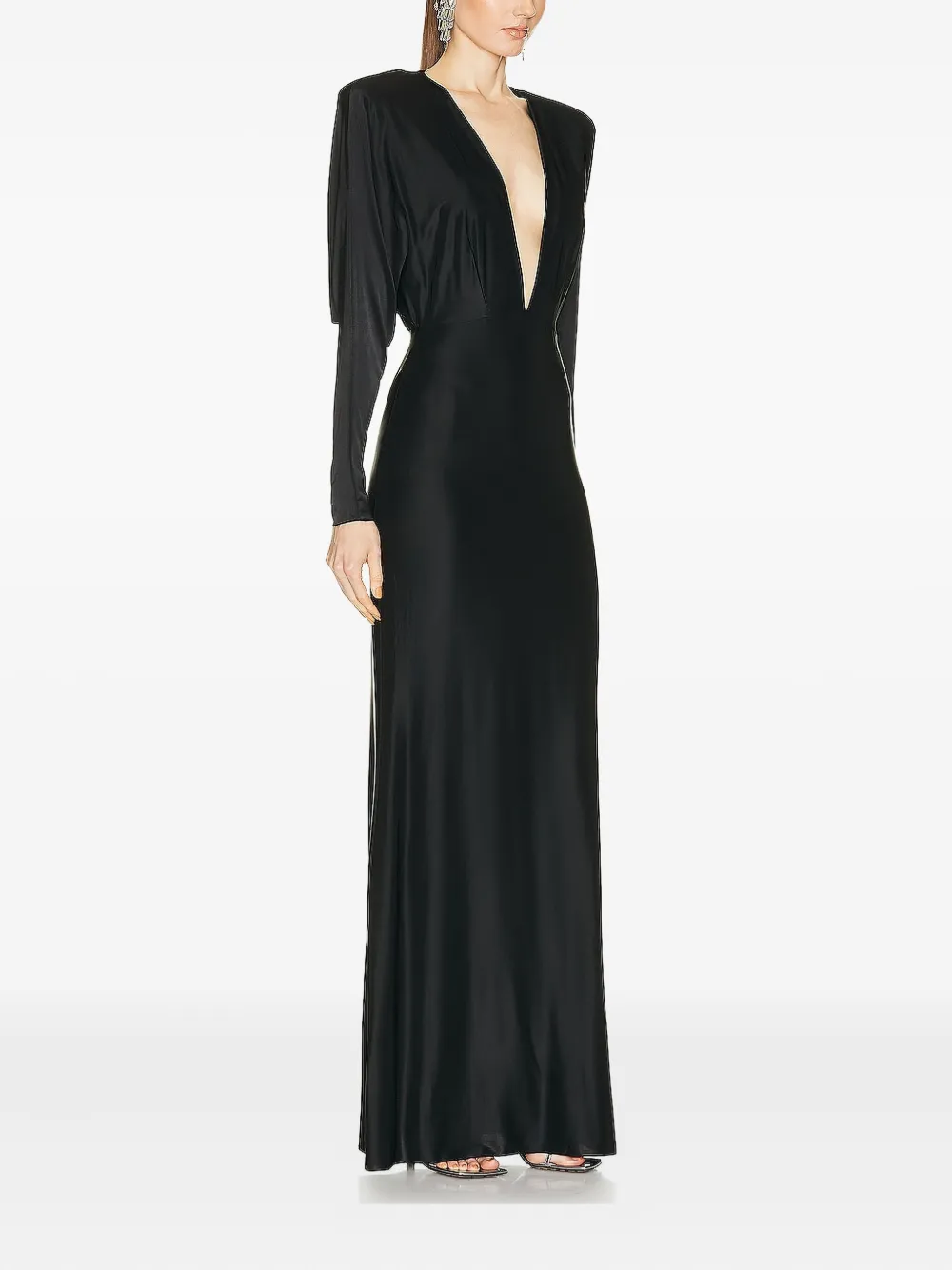 Alexandre Vauthier plunging long-sleeves maxi dress - Zwart