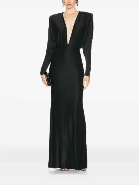 Alexandre Vauthier plunging long-sleeves maxi dress