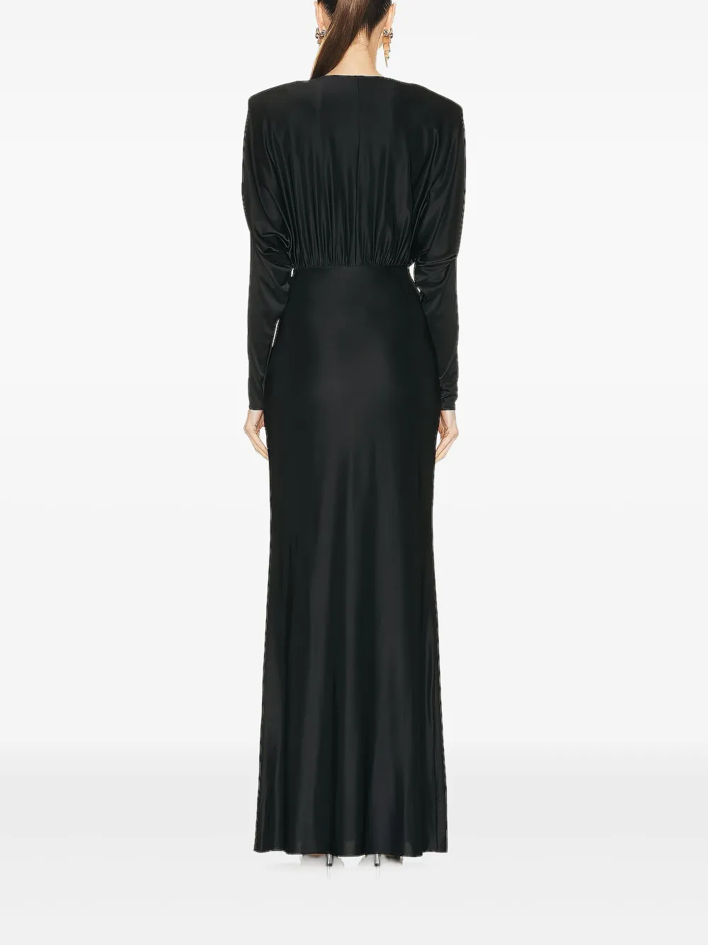 Alexandre Vauthier Maxi-jurk met lange mouwen en watervalhals Zwart