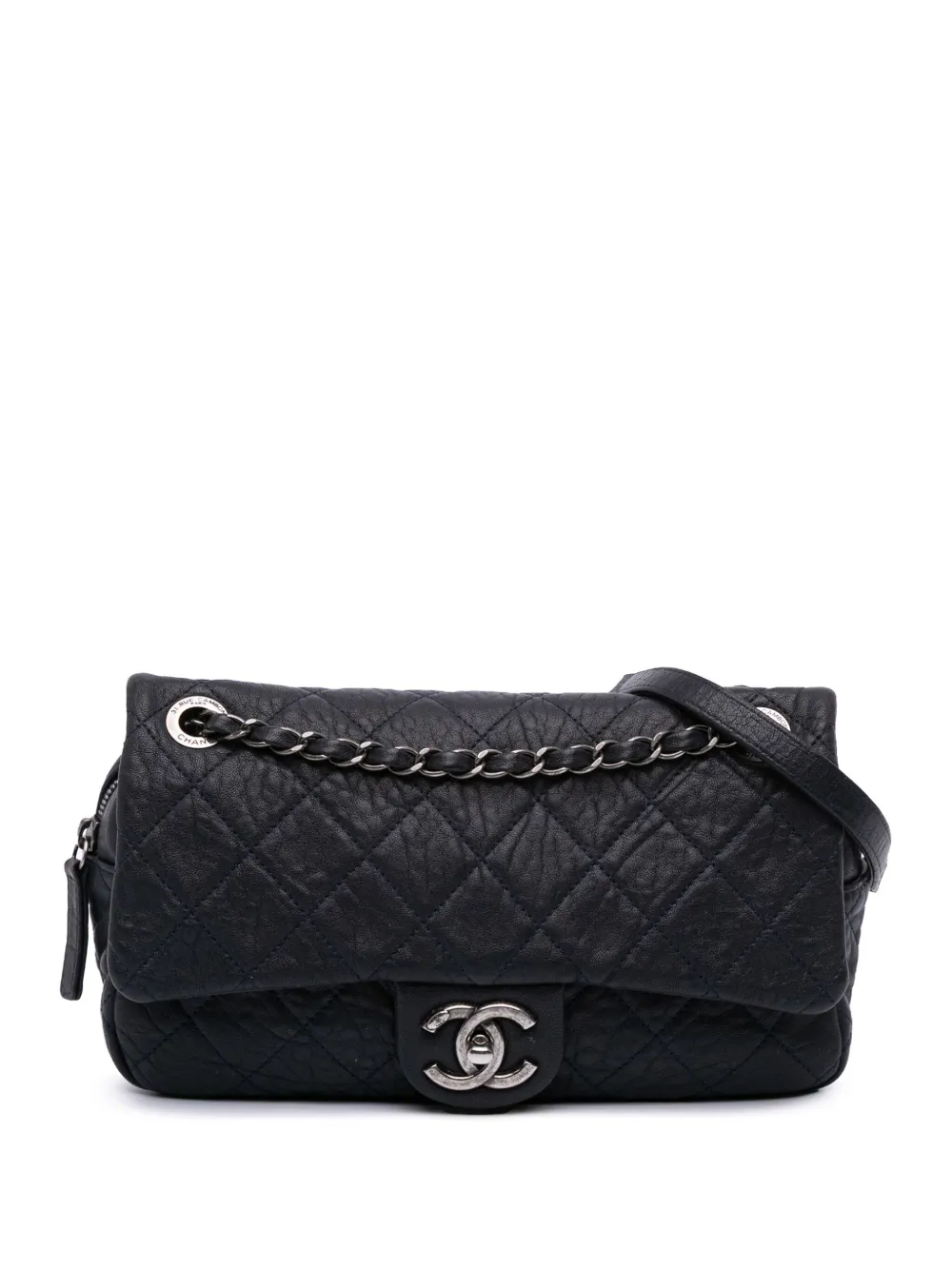 CHANEL Pre-Owned 2015-2016 Small Quilted Distressed Calfskin Easy Flap crossbody bag | Blue | Image 1