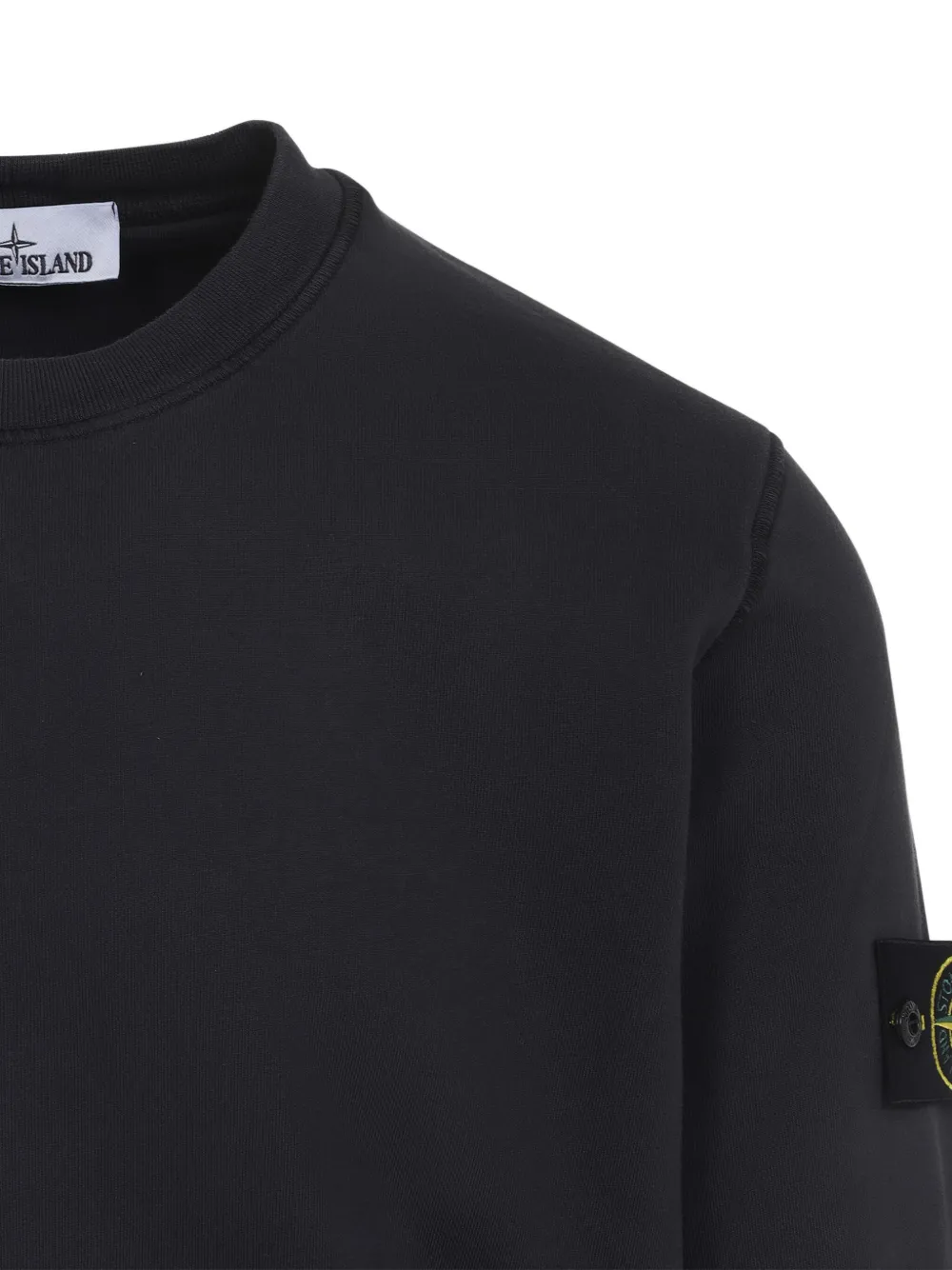 Stone Island crew-neck logo-patch sweatshirt Zwart
