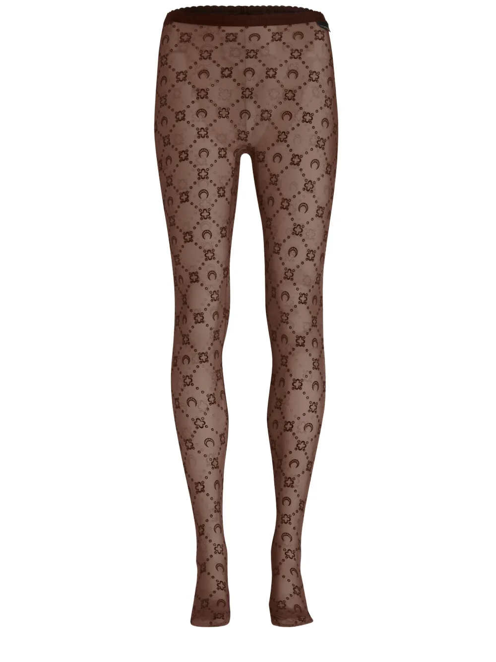 Marine Serre Moon-floral Flocked Mesh Tights In Brown