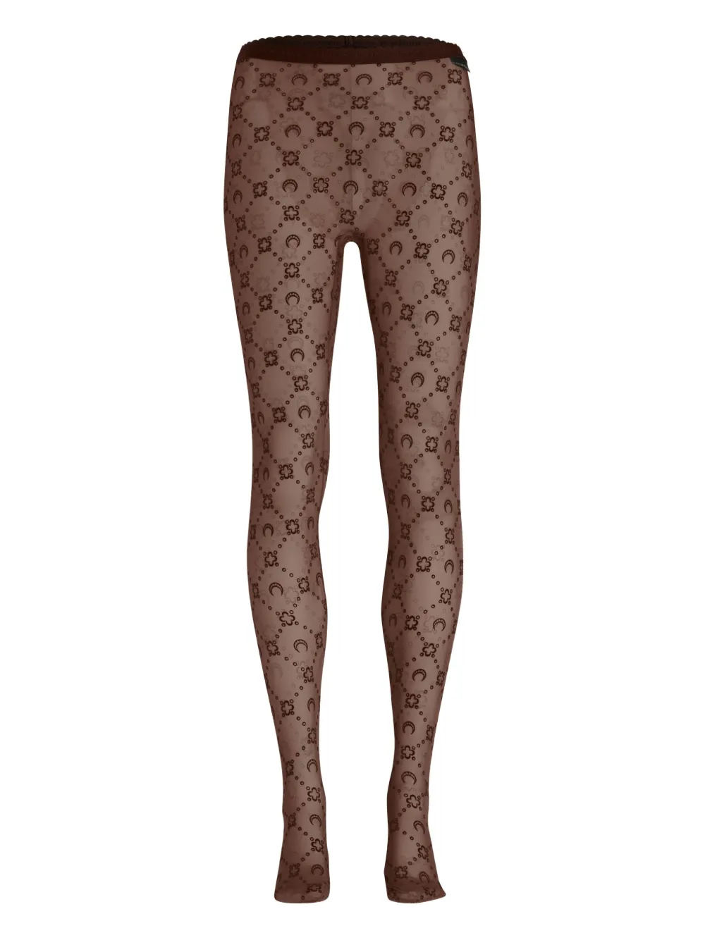 Marine Serre moon-floral flocked mesh tights Bruin
