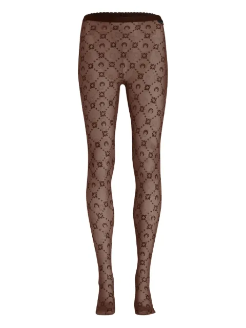 Marine Serre moon-floral flocked mesh tights
