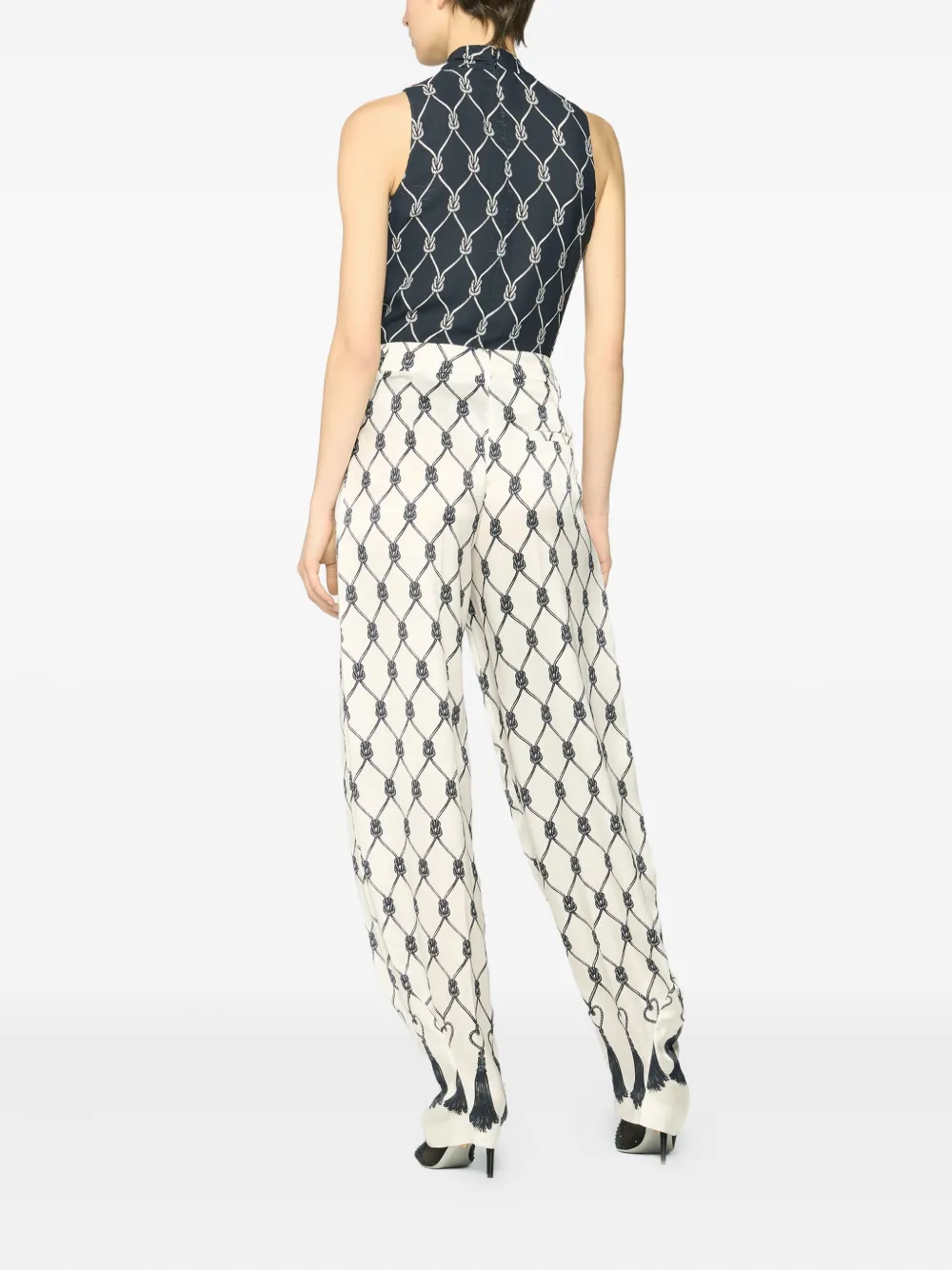 Genny Knot-pattern Trousers In White