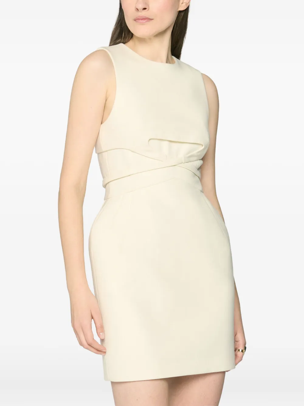 Genny Mini-jurk met gekruiste voorkant en uitgesneden details Wit