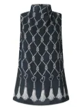 Genny high-neck tassel top - Blue