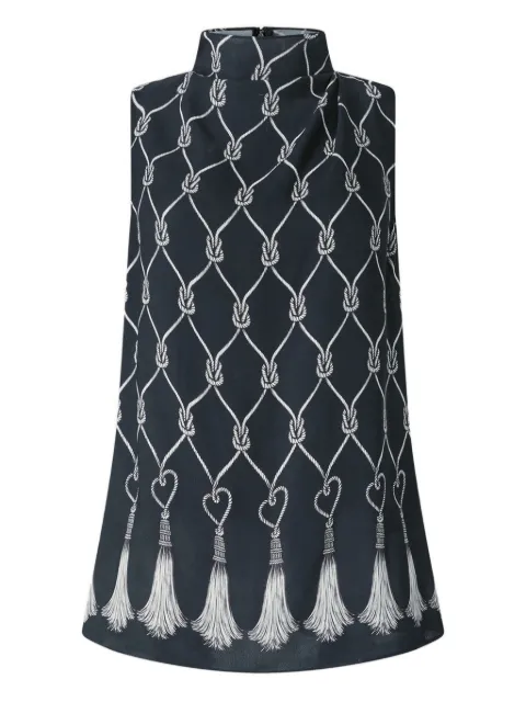 Genny high-neck tassel top