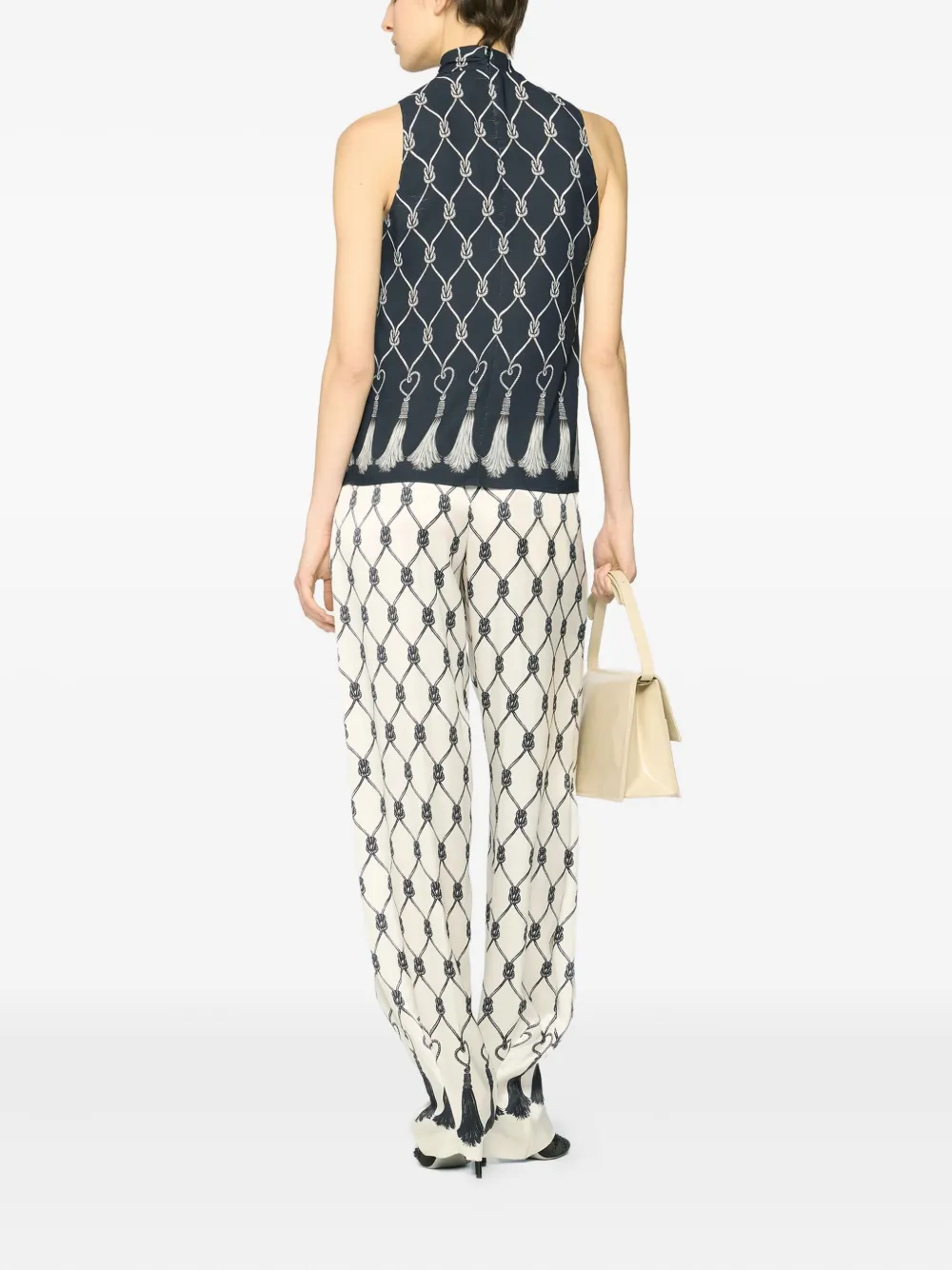 Genny High-neck Tassel Top In Blue