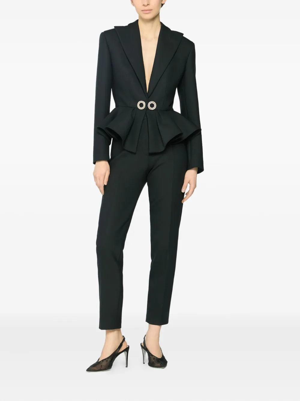Genny Broek met geplooide voorkant - Zwart