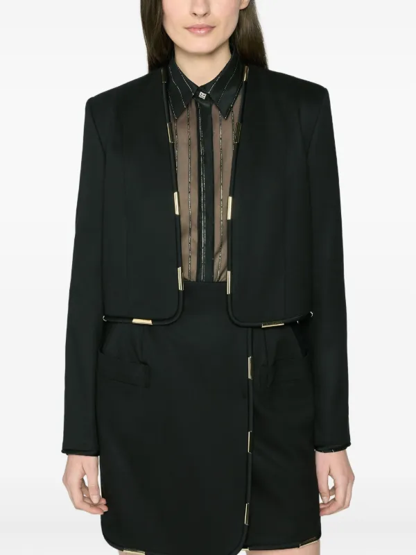 GANNI クロップド ジャケット ウォッシュド ブラック Genny クロップド ジャケット | ブラック | FARFETCH JP