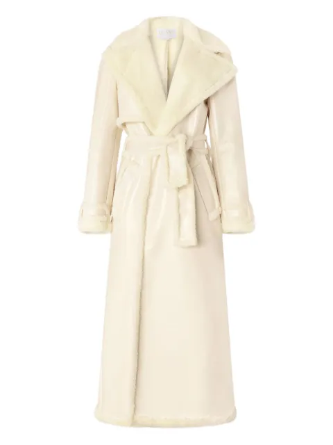 Genny belted faux-fur collar coat