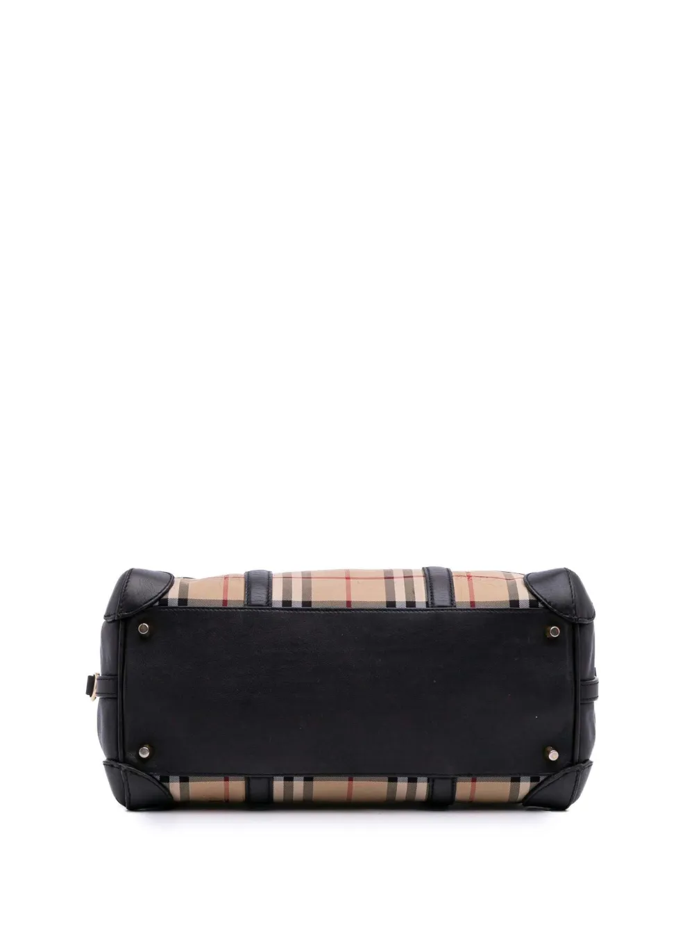 Pre-owned Burberry 2000-2017 Haymarket Check Coated Canvas Alchester Bowling Bag Satchel In Brown