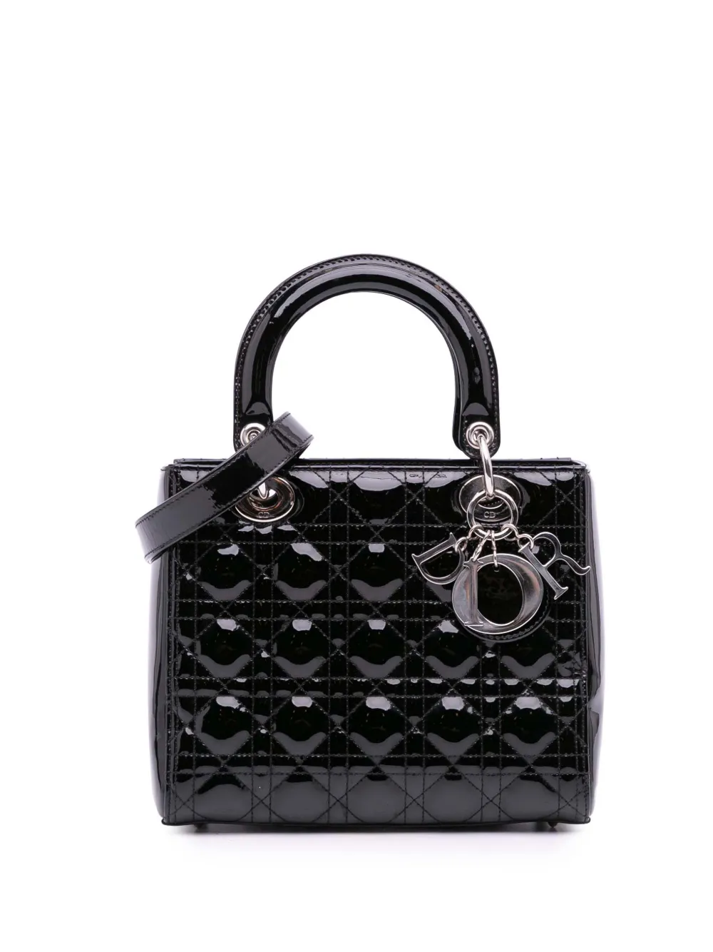 2017 Medium Patent Cannage Lady Dior satchel