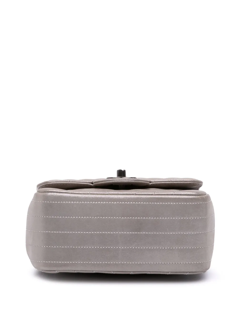 Pre-owned Chanel 2016-2017 Mini Square Classic Chevron Iridescent Calfskin Single Flap Crossbody Bag In Brown