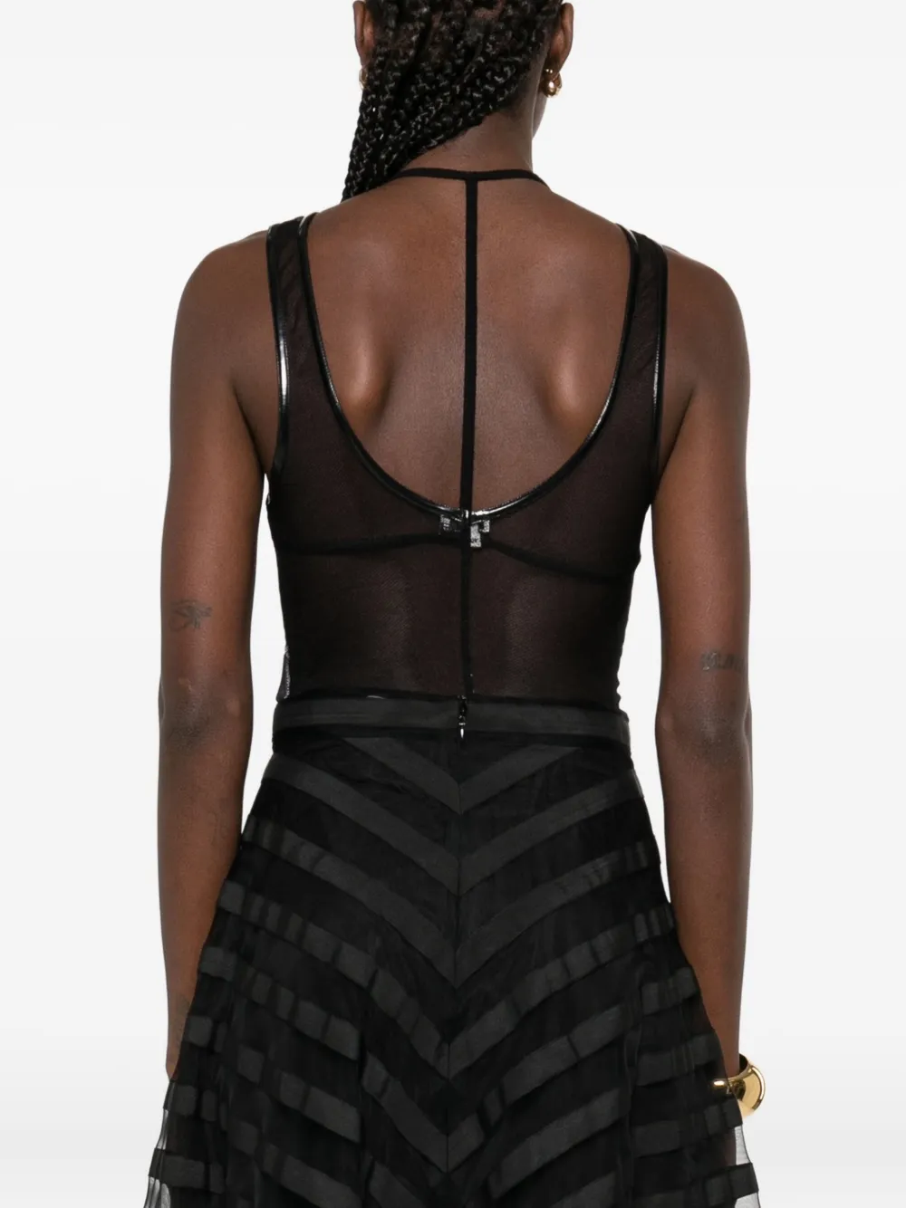 Elisabetta Franchi Mouwloze body Zwart