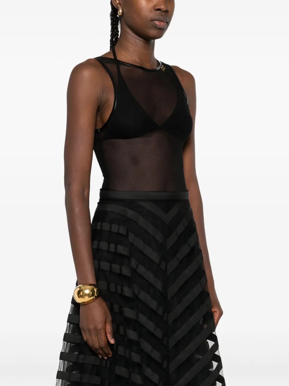 Elisabetta Franchi Mouwloze body Zwart