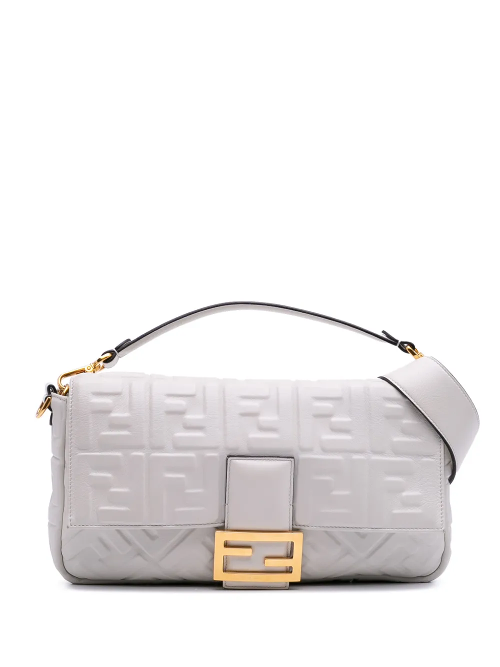 Fendi Pre-Owned 2010-2025 Large Zucca Embossed Leather Baguette satchel | White | Image 1