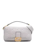 Fendi Pre-Owned 2010-2025 Large Zucca Embossed Leather Baguette satchel - White