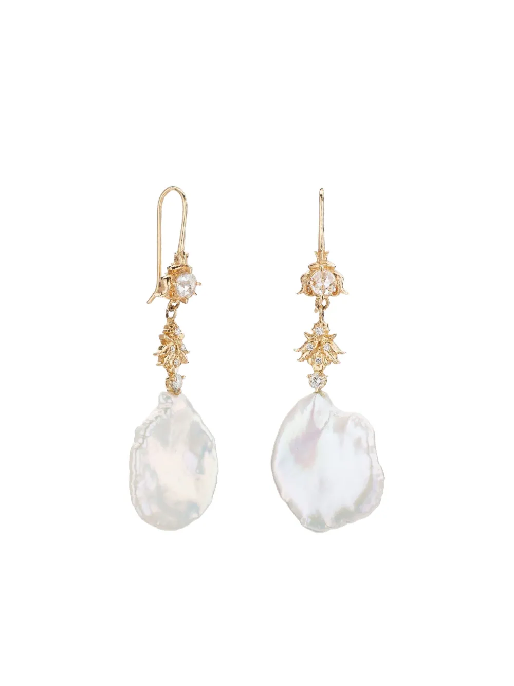 14K yellow gold Boon pearl diamond earrings