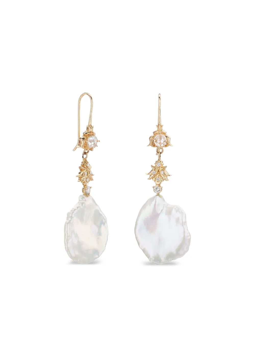 SOFIA ZAKIA 14K yellow gold Boon pearl diamond earrings - ゴールドトーン SOFIA ZAKIA 14K yellow gold Boon pearl diamond earrings - ゴールドトーン
