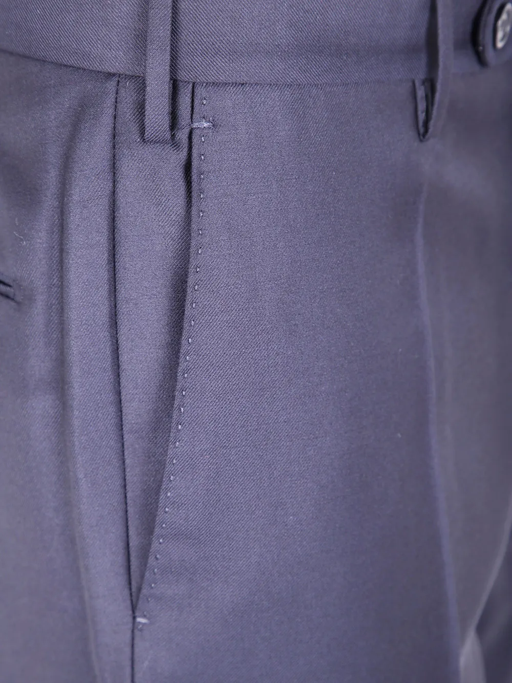 Incotex Wollen broek met platte voorkant Blauw