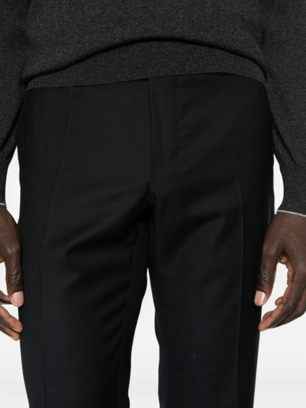 Incotex Wollen broek met platte voorkant Blauw