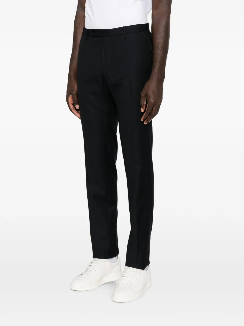 Incotex Wollen broek met platte voorkant Blauw