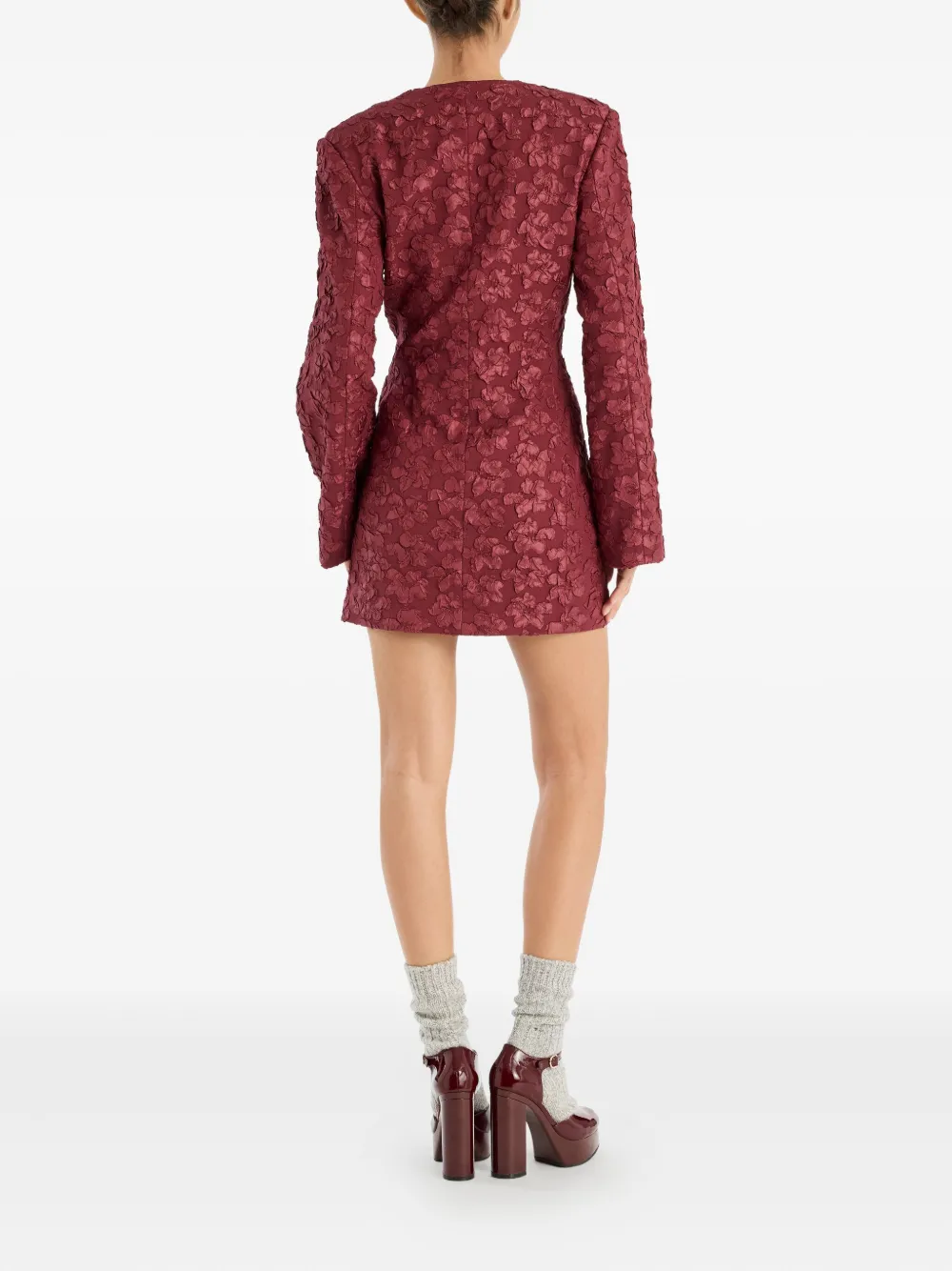 Rotate Birger Christensen Jacquard Blazer Dress In Red