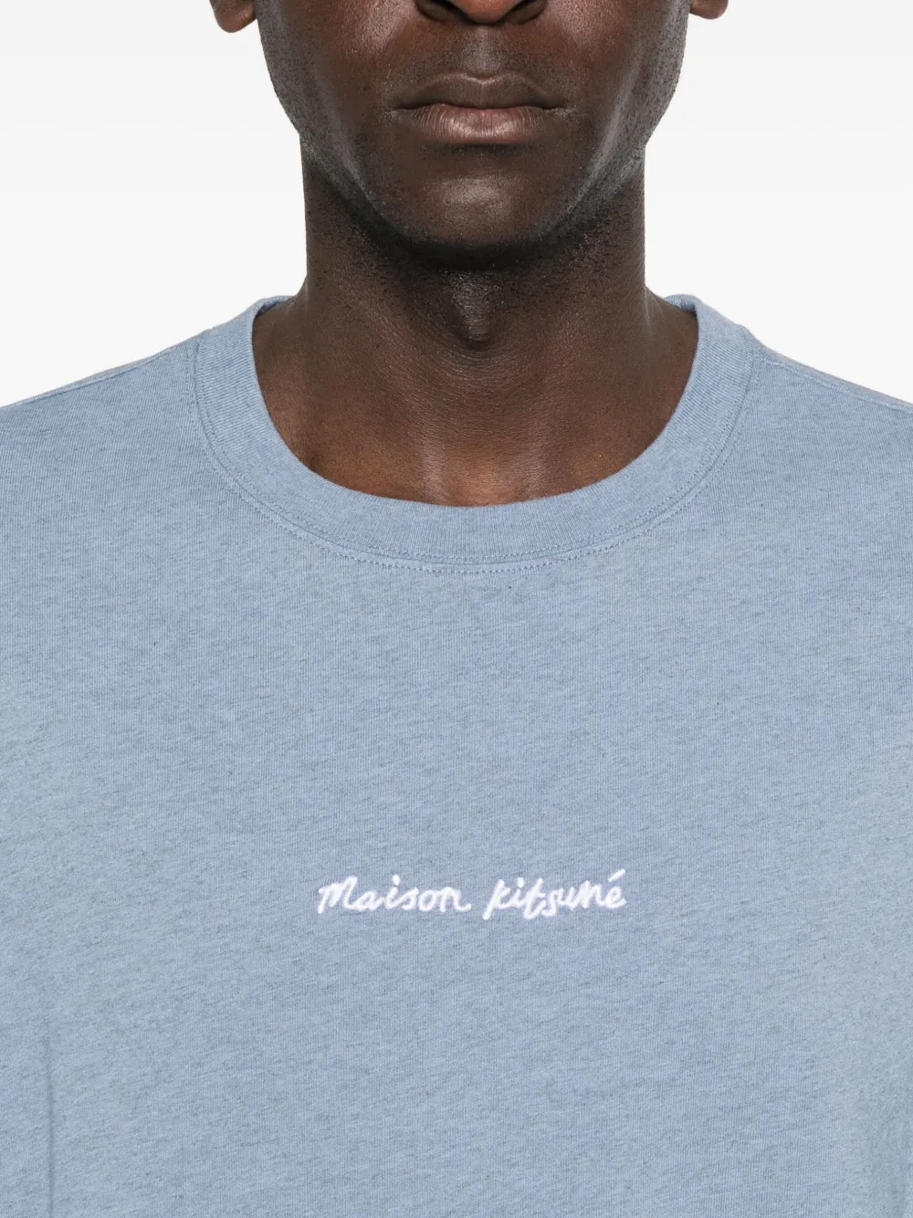 Maison Kitsuné Katoenen T-shirt met geborduurd logo Blauw