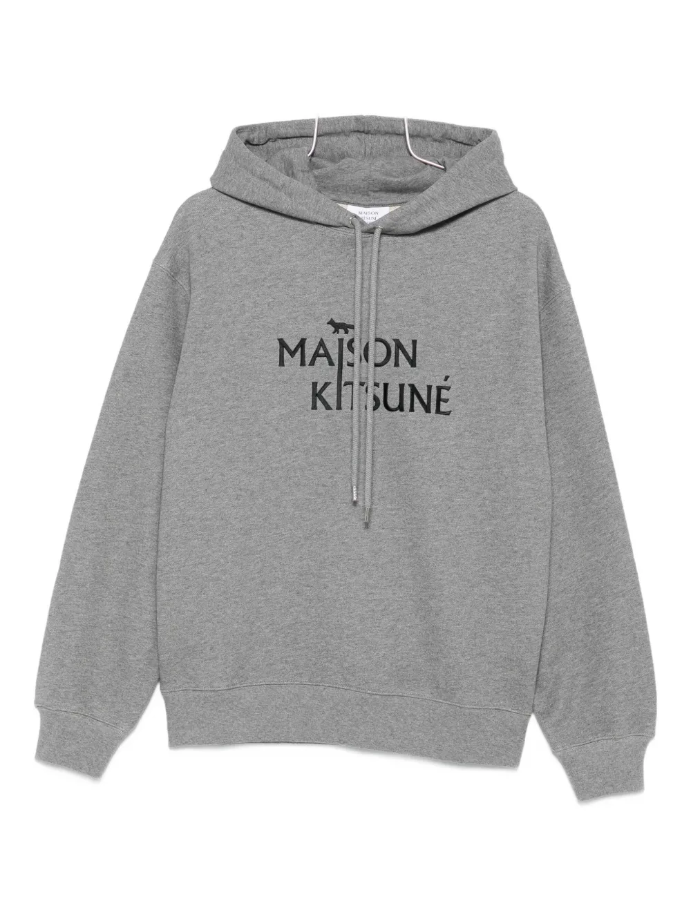 Maison Kitsuné Oversized Grey Cotton Hoodie With Adjustable Hood In Gray
