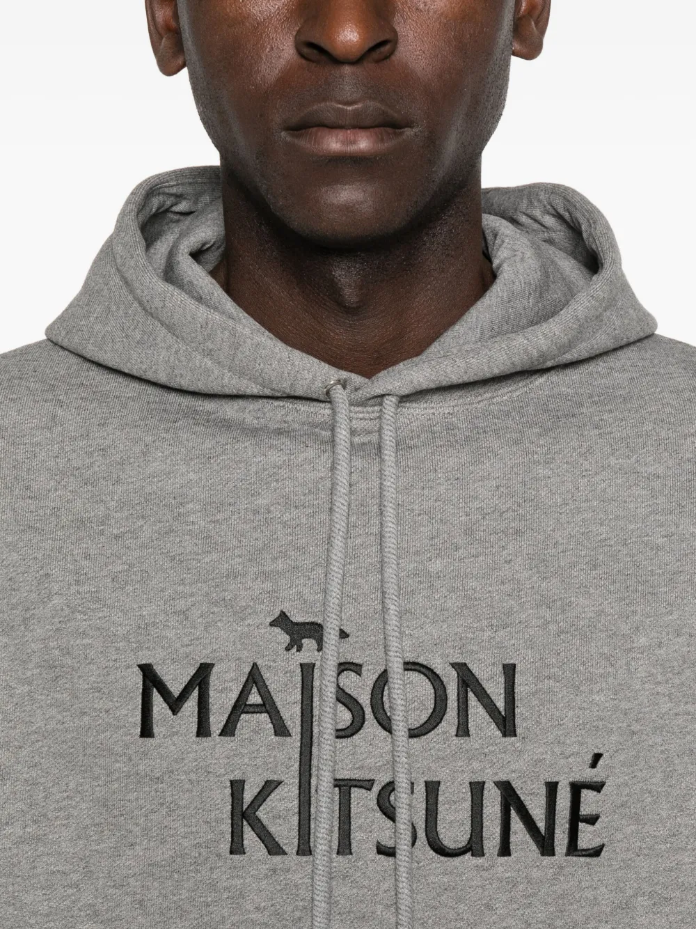 Maison Kitsuné Oversized Grey Cotton Hoodie With Adjustable Hood In Gray
