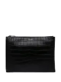Saint Laurent Pre-Owned 2016 Croc Embossed Leather clutch bag - Black