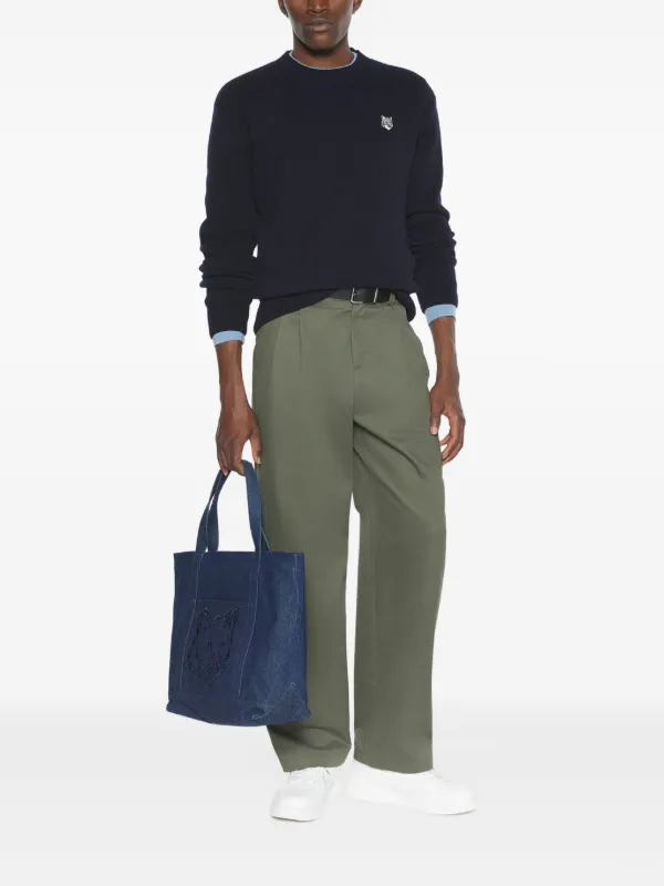 Maison Kitsuné Fox-head Wool Sweater | Blue | FARFETCH JO