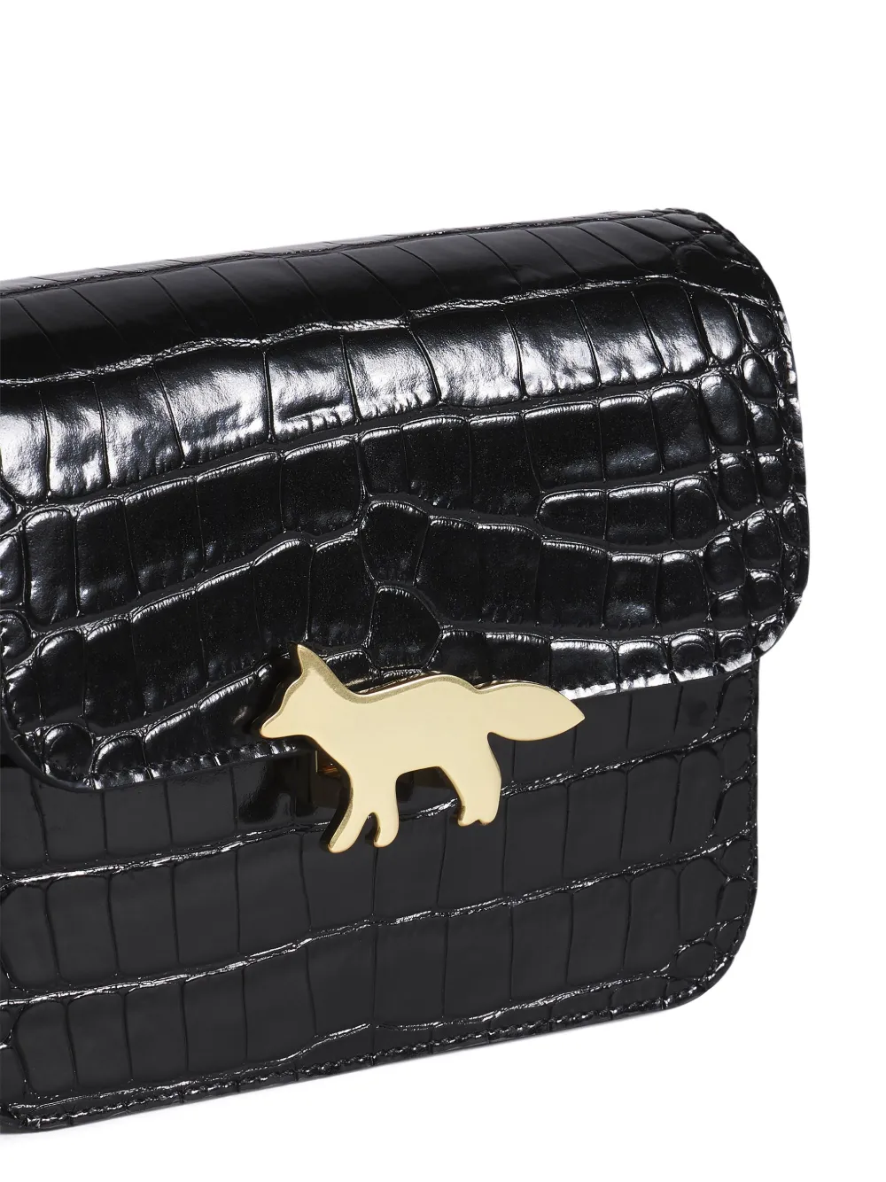 Maison Kitsuné fox-head embossed leather crossbody bag Zwart