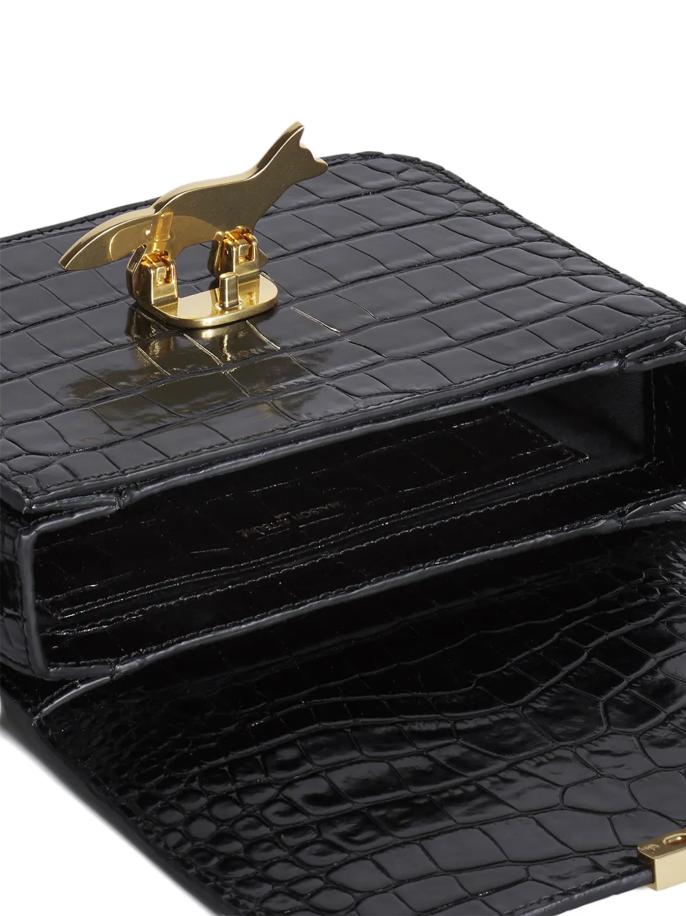 Maison Kitsuné fox-head embossed leather crossbody bag Zwart