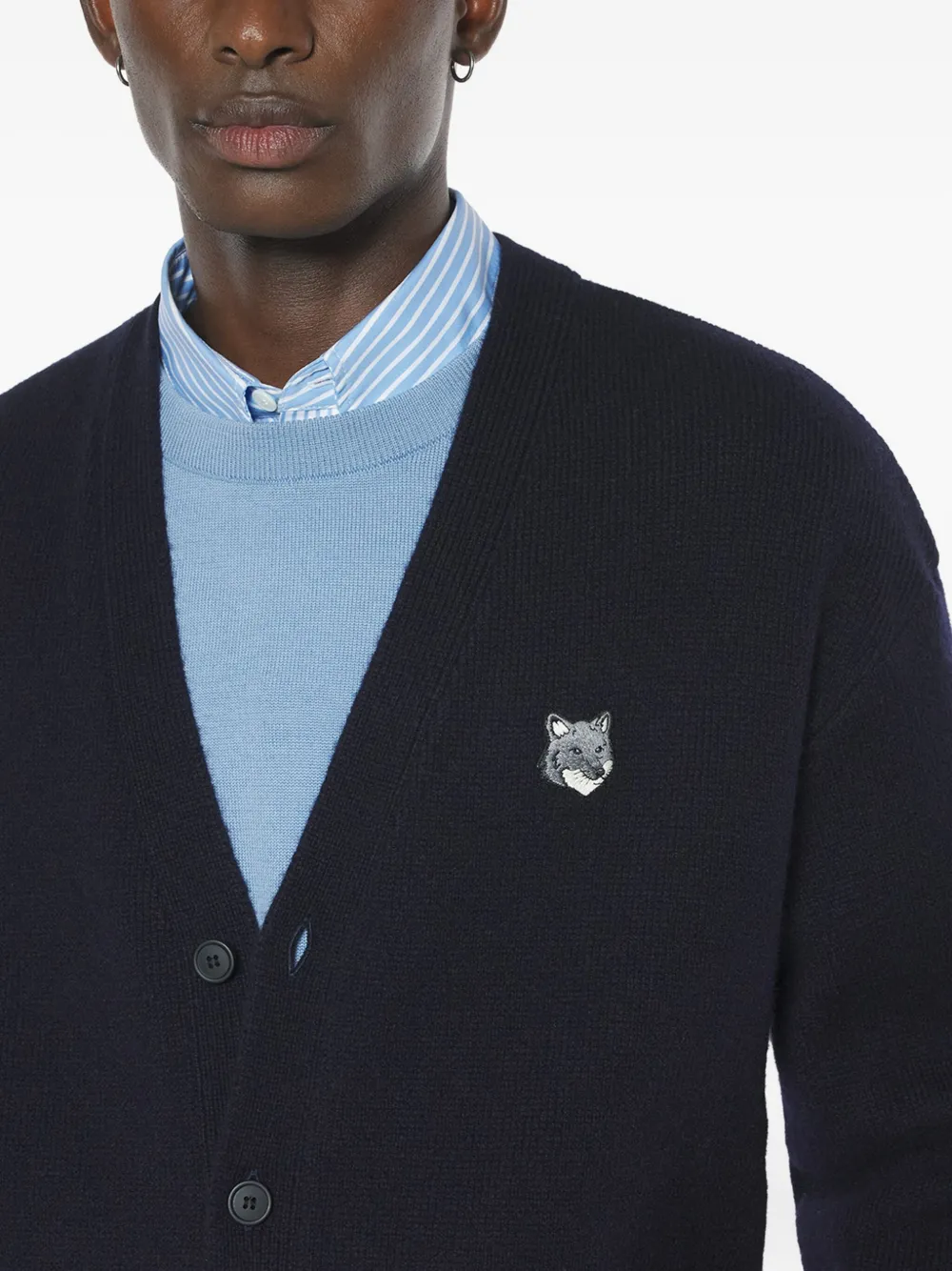 Maison Kitsuné Vest met Fox Head-borduurwerk Blauw