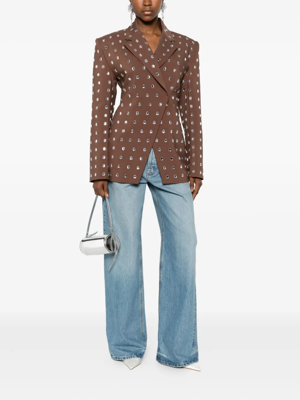 Giuseppe Di Morabito Crystal-embellished Blazer In Brown
