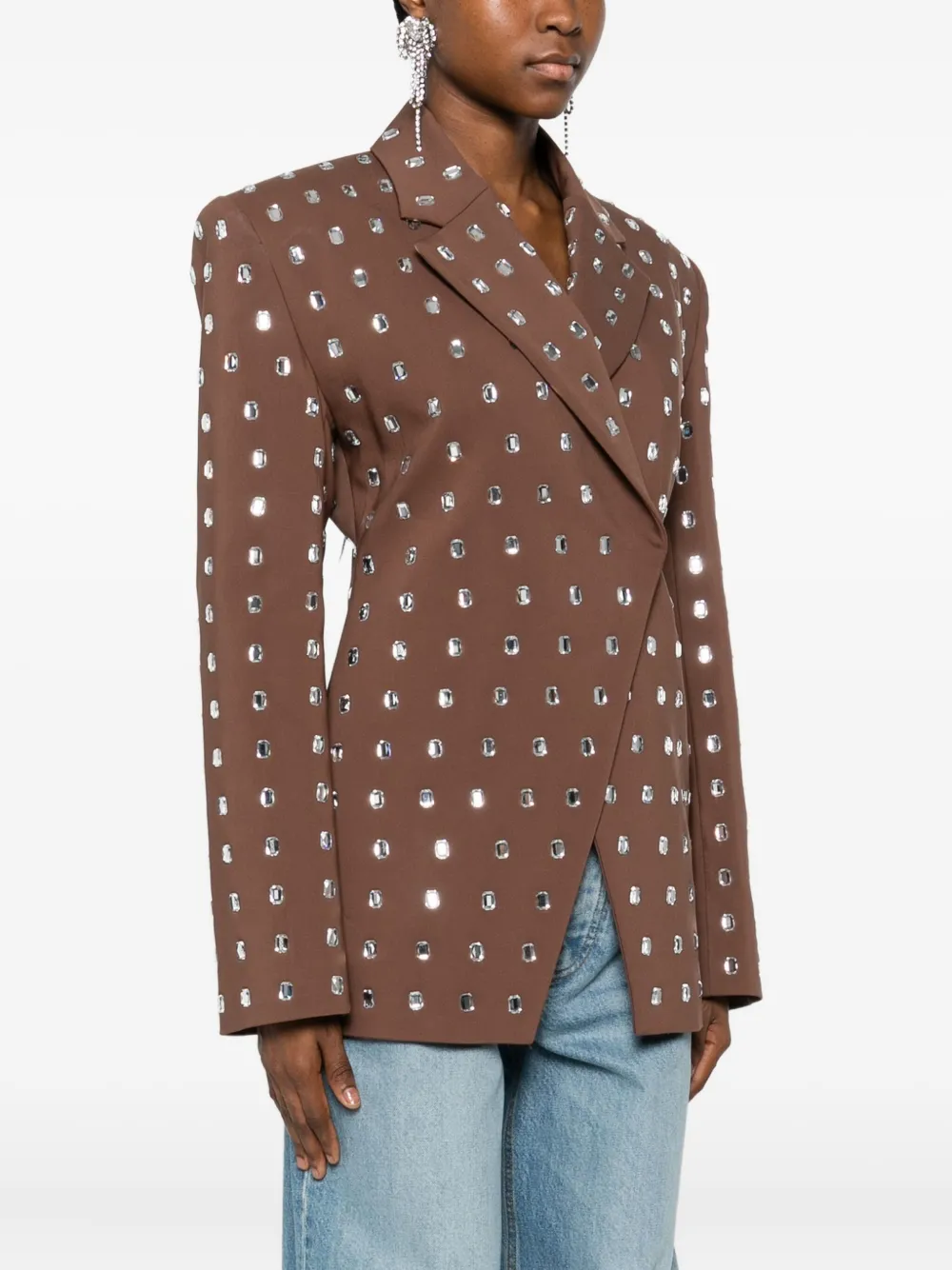 Giuseppe Di Morabito Crystal-embellished Blazer In Brown