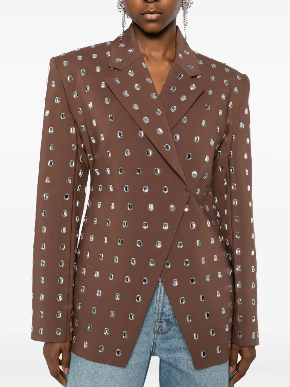 Giuseppe Di Morabito Crystal-embellished Blazer In Brown