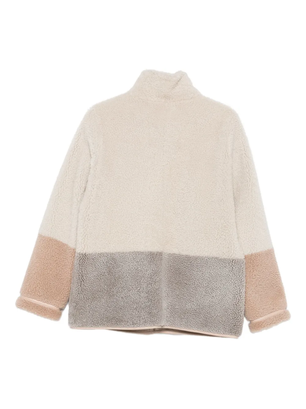 Simonetta Ravizza Sheepskin Colour-block Coat In Neutral