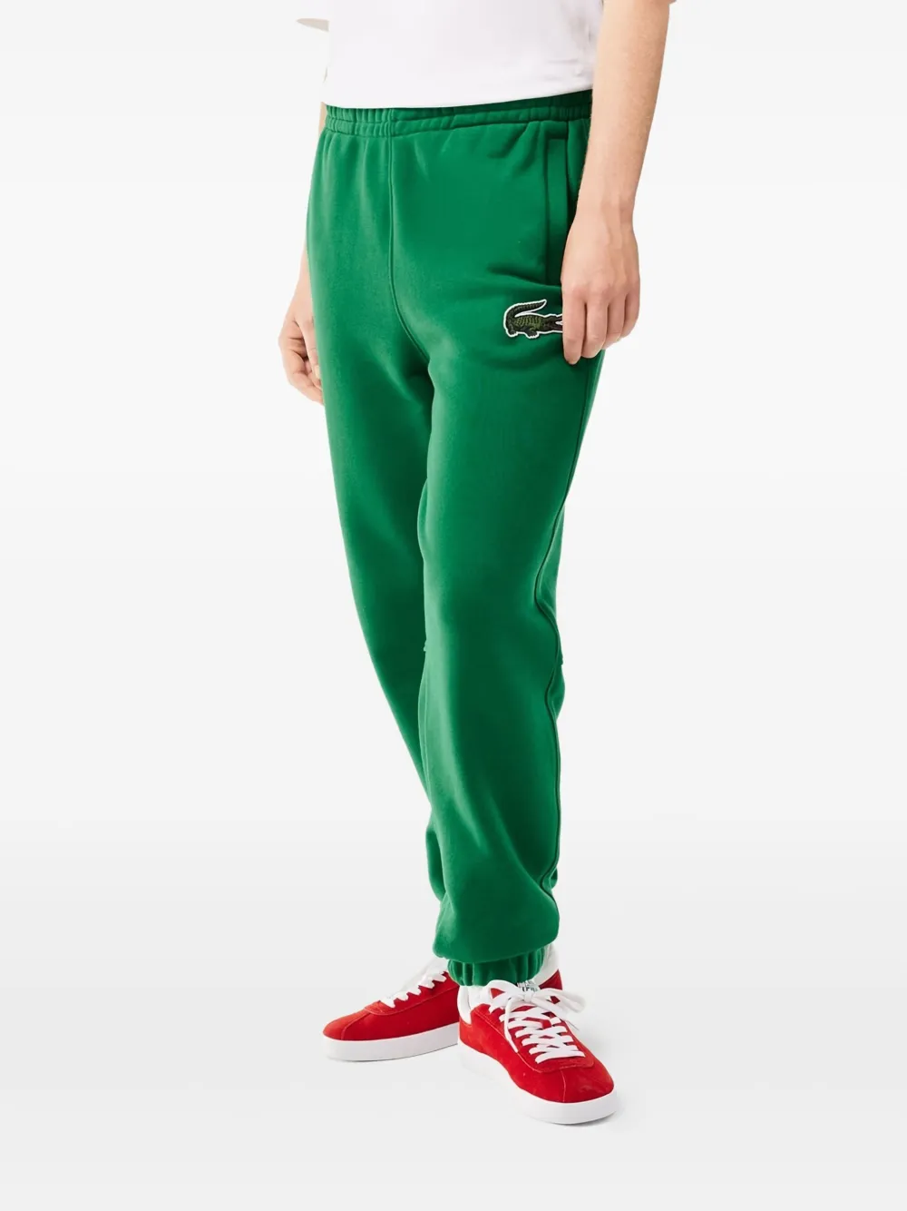 Lacoste Joggingbroek met geborduurd logo en omgeslagen pijpen Groen