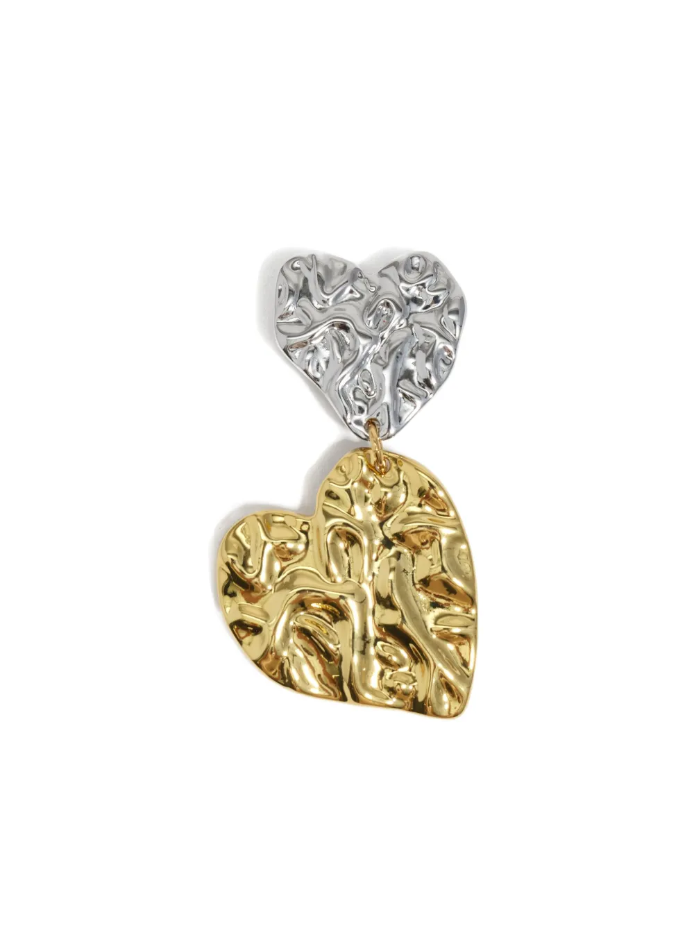 Bimba Y Lola Textured-heart Two-tone Earrings In Yellow