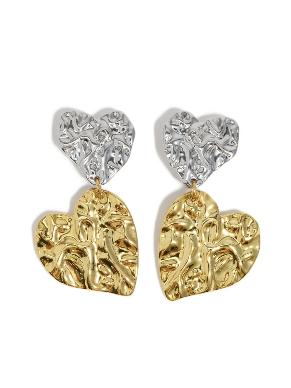 Bimba Y Lola Textured-heart Two-tone Earrings In Yellow