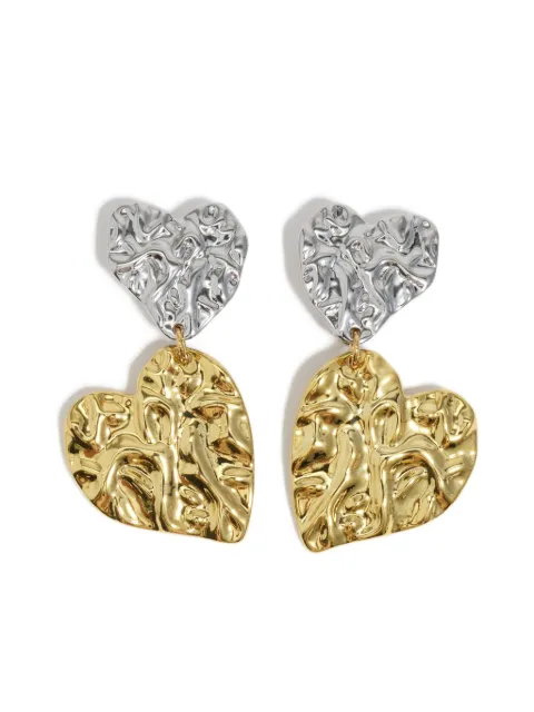 Bimba y Lola textured-heart two-tone earrings