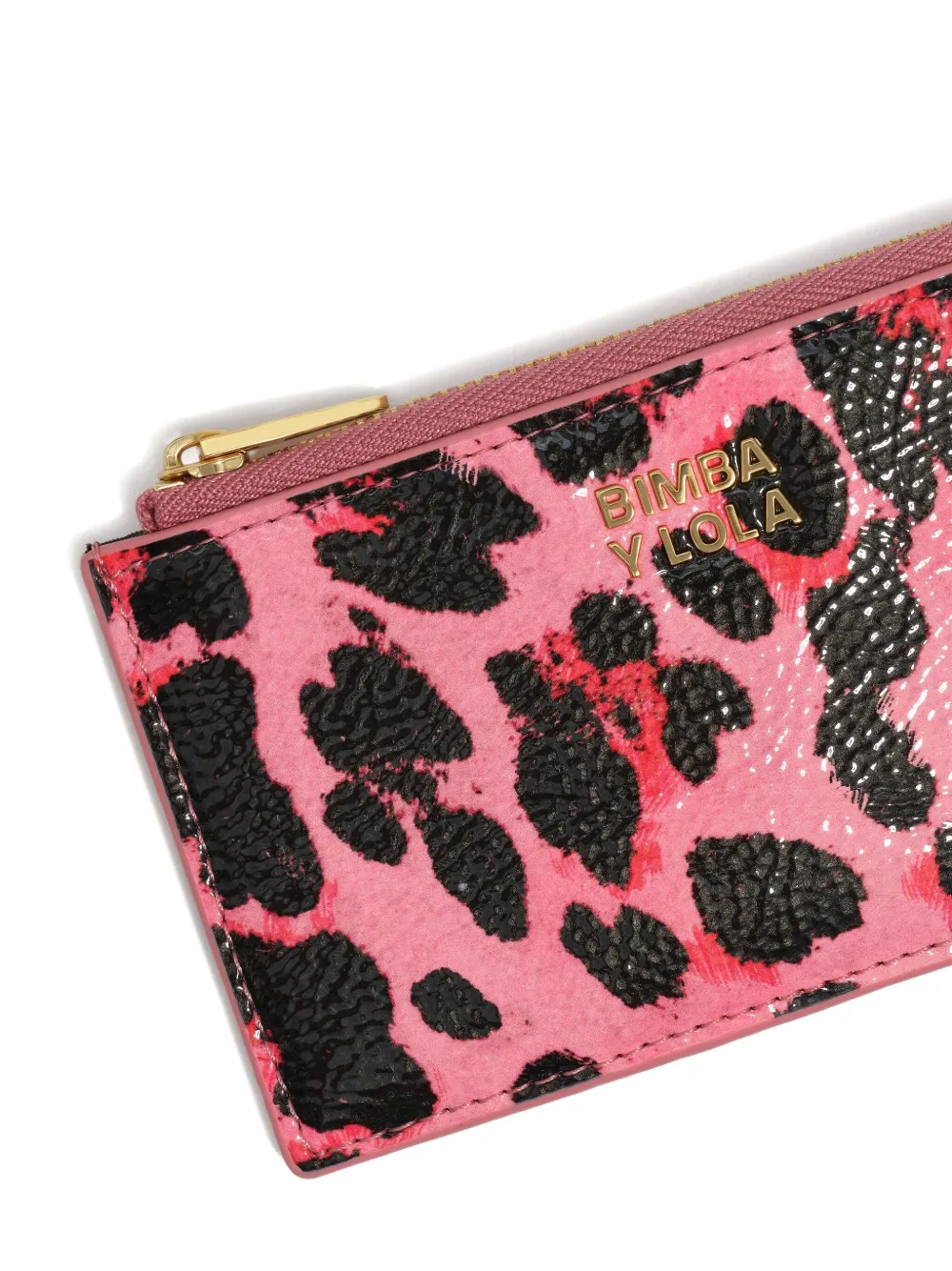 Bimba Y Lola Leopard-print Zipped Cardholder In Pink
