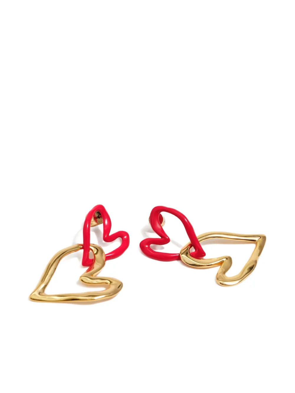 Bimba Y Lola Textured Double Heart Earrings In Gold