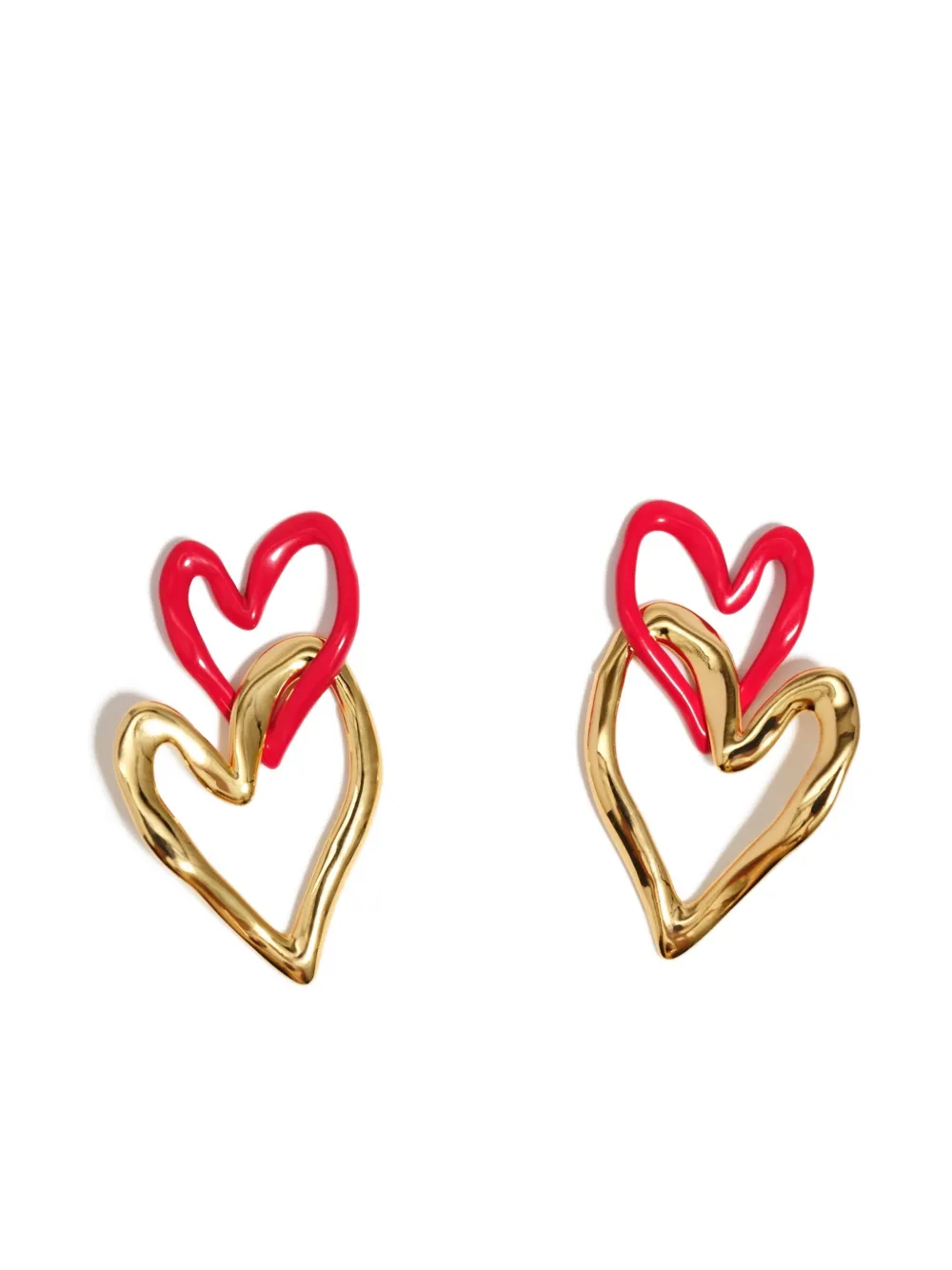 Bimba y Lola textured double heart earrings | Gold | Image 1